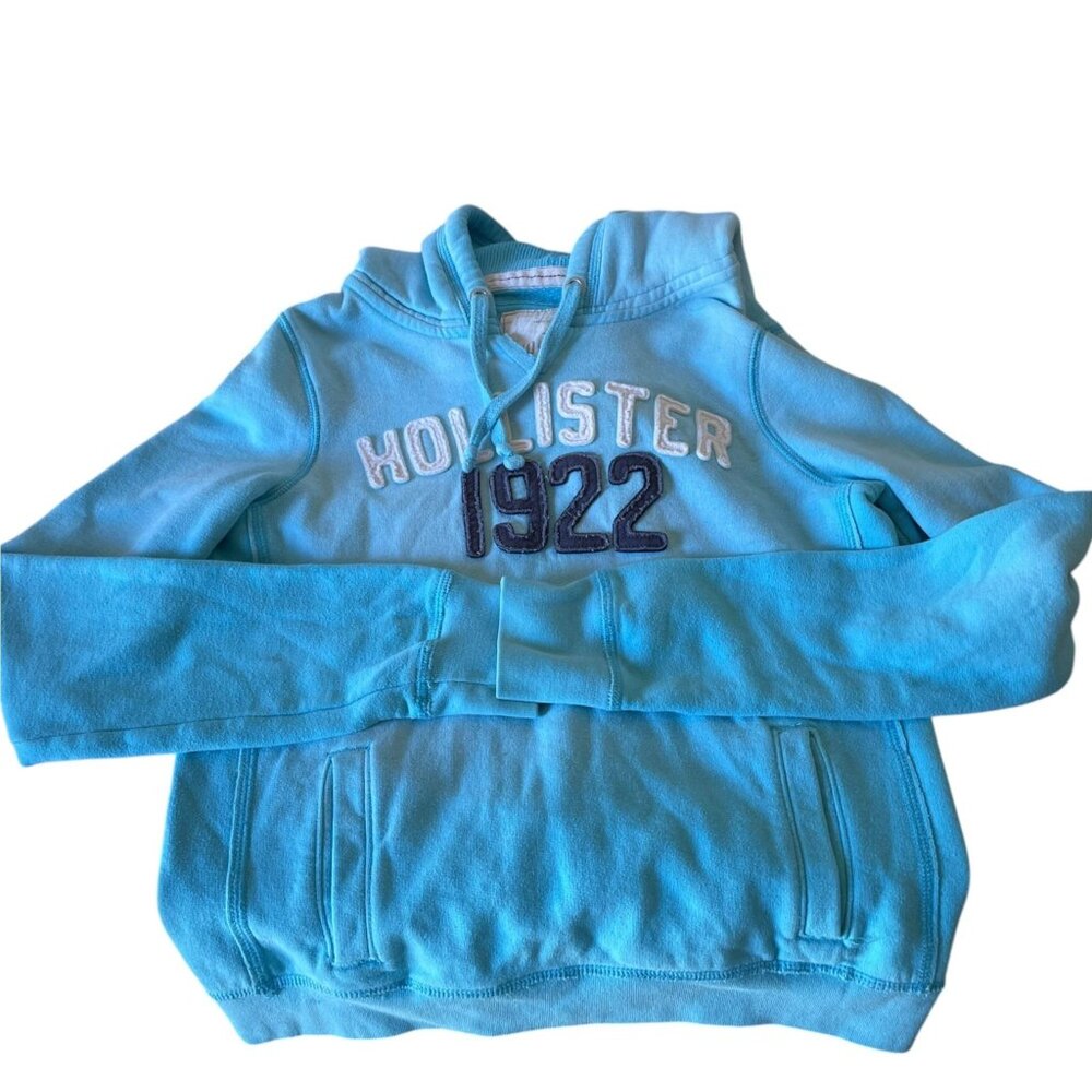 Vintage Y2K Hollister 1922 Blue Graphic Hoodie SZ L - Picture 5 of 7